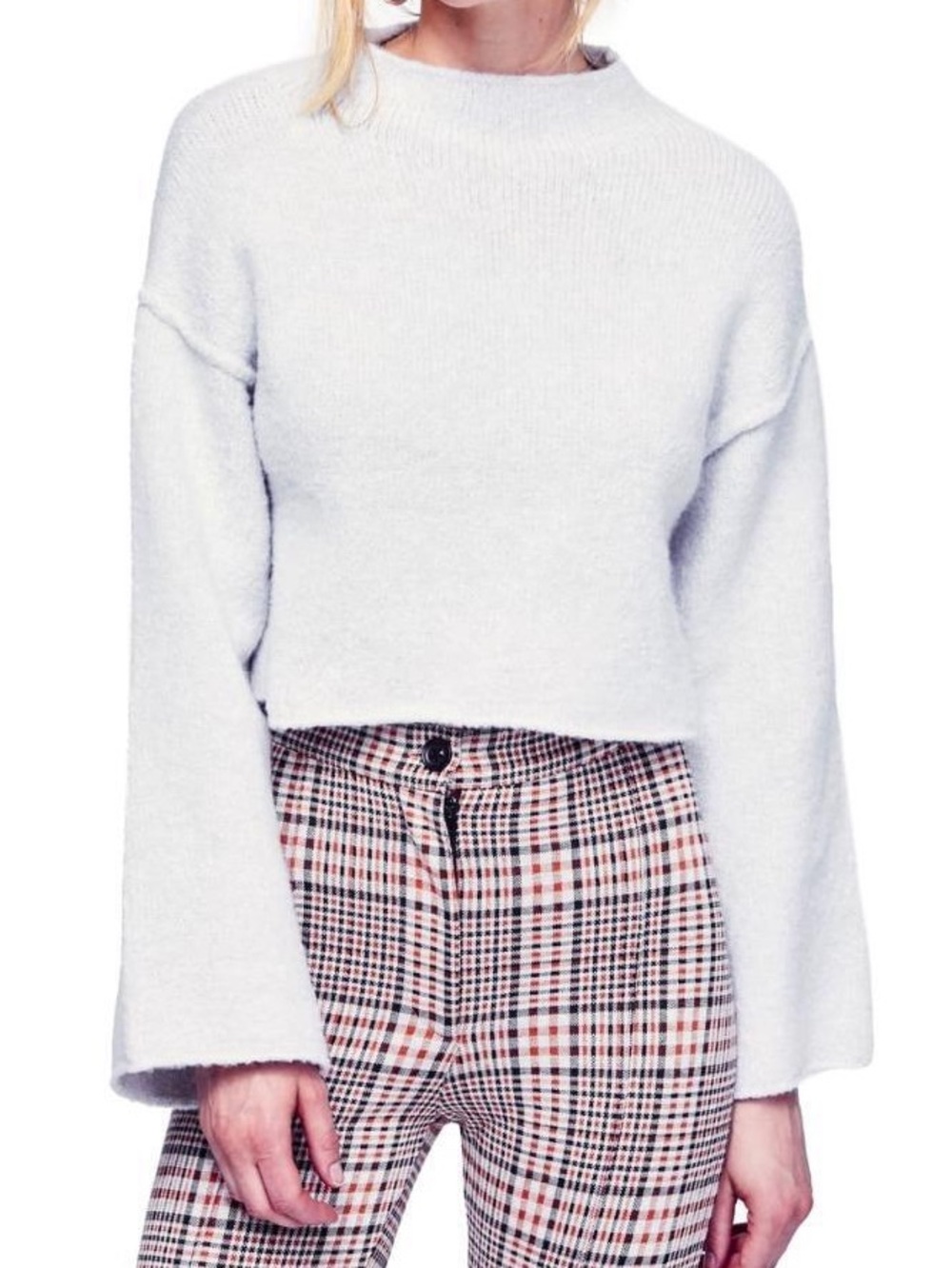 Free People "Lost in a Forest" Crop Sweater in Heather Gray $108